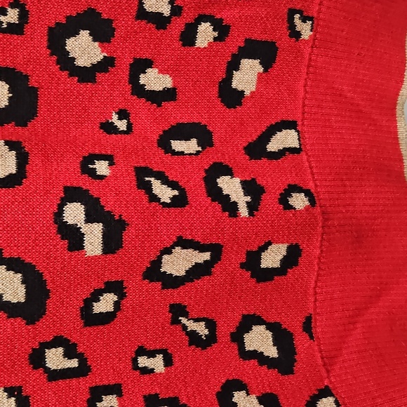 Charter Club Red Leopard Print Sweater - Picture 5 of 12